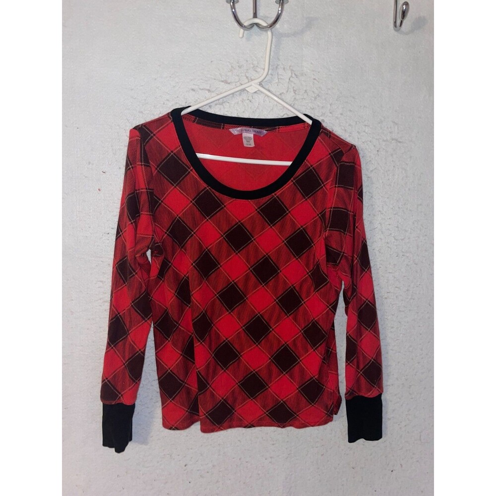 Victoria’s Secret Plaid Red Black Pajama Top- Size Small